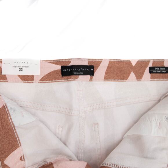 Sanctuary Animal Print Lion River High Rise Straight 90's Jeans Size 33 - Picture 8 of 14